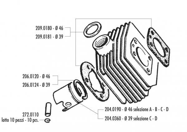 Polini Zylinderkit, Aluminium, Ø 46 mm