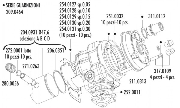 Polini Zylinderkit, Aluminium, Ø 47,6 mm