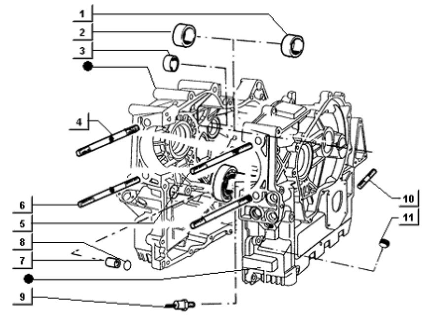 Motor Kurbelgehäuse I - Ape TM 703 Diesel mit Lenker 422ccm 4T AC